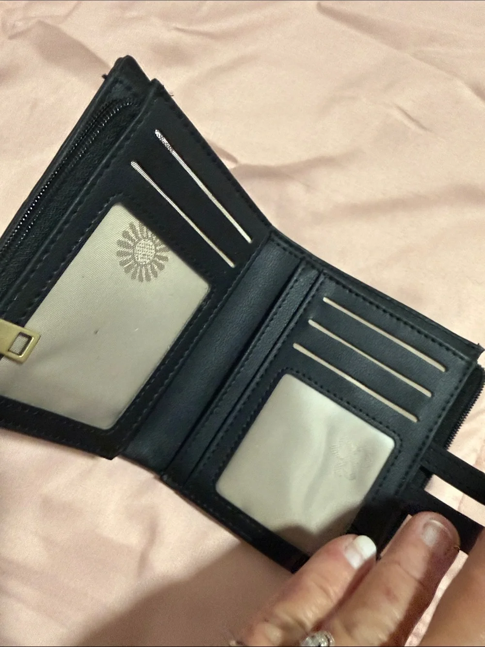 Classic Black Women's Wallet - Compact Snap & Zip Card Holder